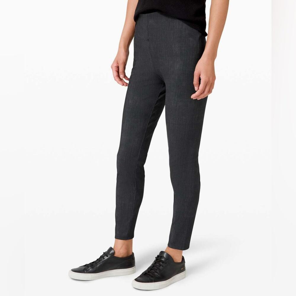 Lululemon Here to There High Rise 7/8 Pant Crosshatch Texture Black Gray Size 8